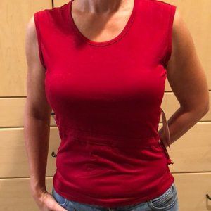 Red Sleeveless Toggle Top